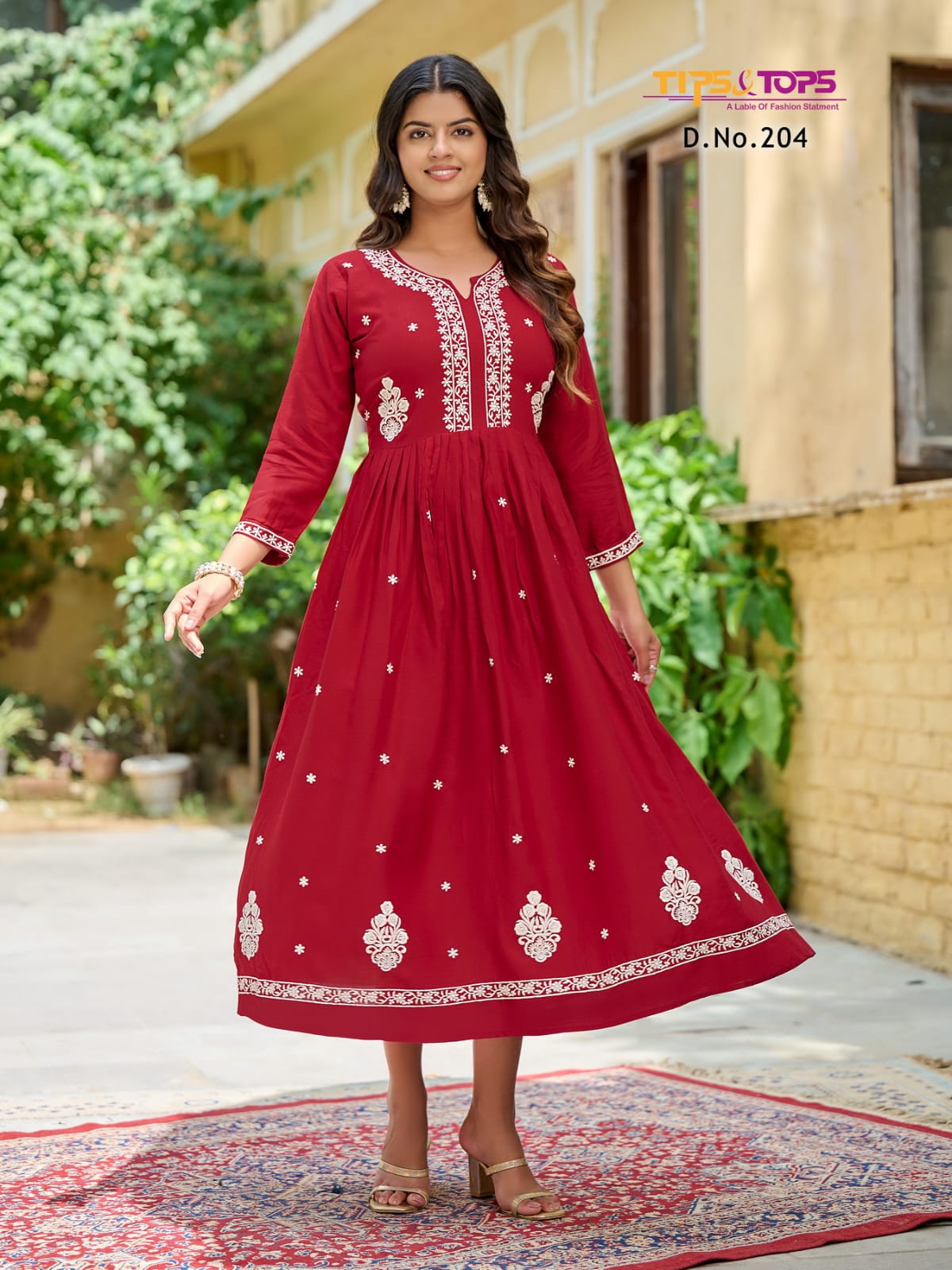 Tips And Tops Lakhnavi Vol 2 Rayon Thread Embroidery Kurtis Catalog
